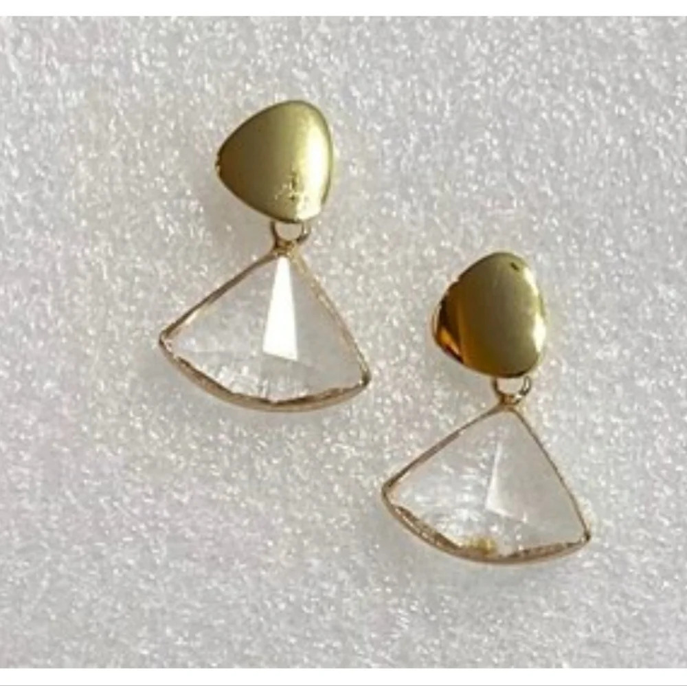 Geometric Gold & Clear Prism Earrings